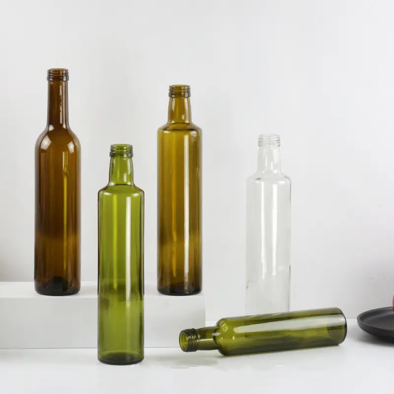Vazio pacote do alimento estocado cozinhar antigo frasco de óleo verde 100ml 250ml 500ml 750ml garrafa de vidro de óleo de oliva