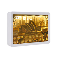 Lampe de chevet 3D artisanale en papier découpé, boîte à lumière personnalisée avec paysage architectural, cadeau créatif, art personnalisé, veilleuse