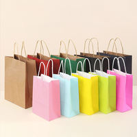Sac en papier kraft de luxe avec poignée, imprimé avec un logo personnalisé, pour emballages cadeaux, sacs de shopping