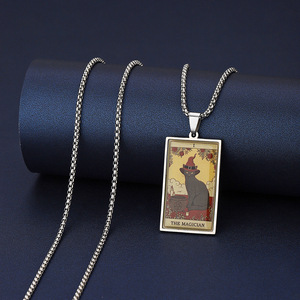 Collar de Acero Inoxidable Estilo Gótico Vintage Personalizado con Colgante de Carta del Tarot, Esoterismo, Magia, Amuleto de Adivinación - Product Image 3