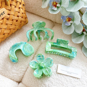 Accessoires pour cheveux pour femmes, ensemble de pinces à cheveux simples en plastique vert avocat, grandes pinces à cheveux, pinces à cheveux pour femme, vente en gros - Product Image 1