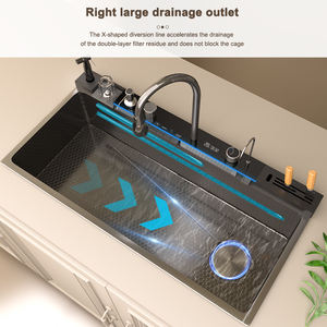 Évier de cuisine en acier inoxydable 304 à fente unique de grande taille avec pistolet de pulvérisation et porte-couteau - Product Image 4