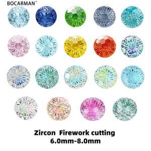 Zircons verts de 6,0 mm à 8,0 mm de haute qualité, créés en laboratoire, taille feu d'artifice, pierres colorées en vrac pour bijoux, en stock, offre de gros - Product Image 2