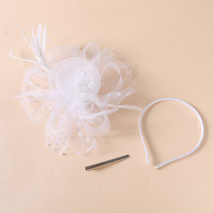 Go Party Wedding Party Plumes Filet Voile Maille Fleur Bandeau Femmes Coiffe de Mariée Fantaisie Pince à Cheveux - Product Image 2