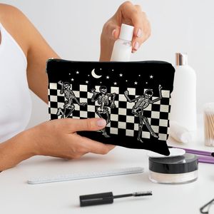 Venta al por mayor regalo de Halloween Spooky Gothic Girls bolsa de <span class=keywords><strong>maquillaje</strong></span> bolsa de almacenamiento de cosméticos bolsa con <span class=keywords><strong>esqueleto</strong></span> de baile gótico bolsa de cepillos de lino - Product Image 3