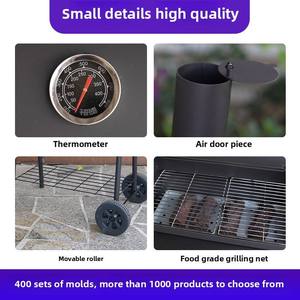 <span class=keywords><strong>Parrilla</strong></span> de barbacoa ahumadora de carbón multifunción negra resistente comercial al por mayor Barra de barbacoa de cocina al aire libre personalizable grande - Product Image 4