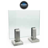 Aleader Garde-corps en verre sans cadre carré en acier inoxydable, fixation au sol, verre épais, résistant à la rouille et à l'eau, pour appartement SPL-1
