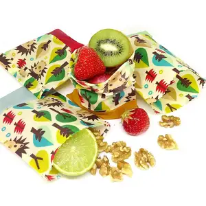 Zero waste Treat bag Reusable Lunch Sandwich Food Wrap Pouch Biodegradable Beeswax Snack Bag