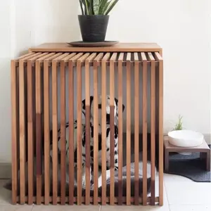 Modern Dog Crate Oak Solid Wood Luxury Dog Kennel Furniture Indoor Use Furniture Style Sleeping Dog House