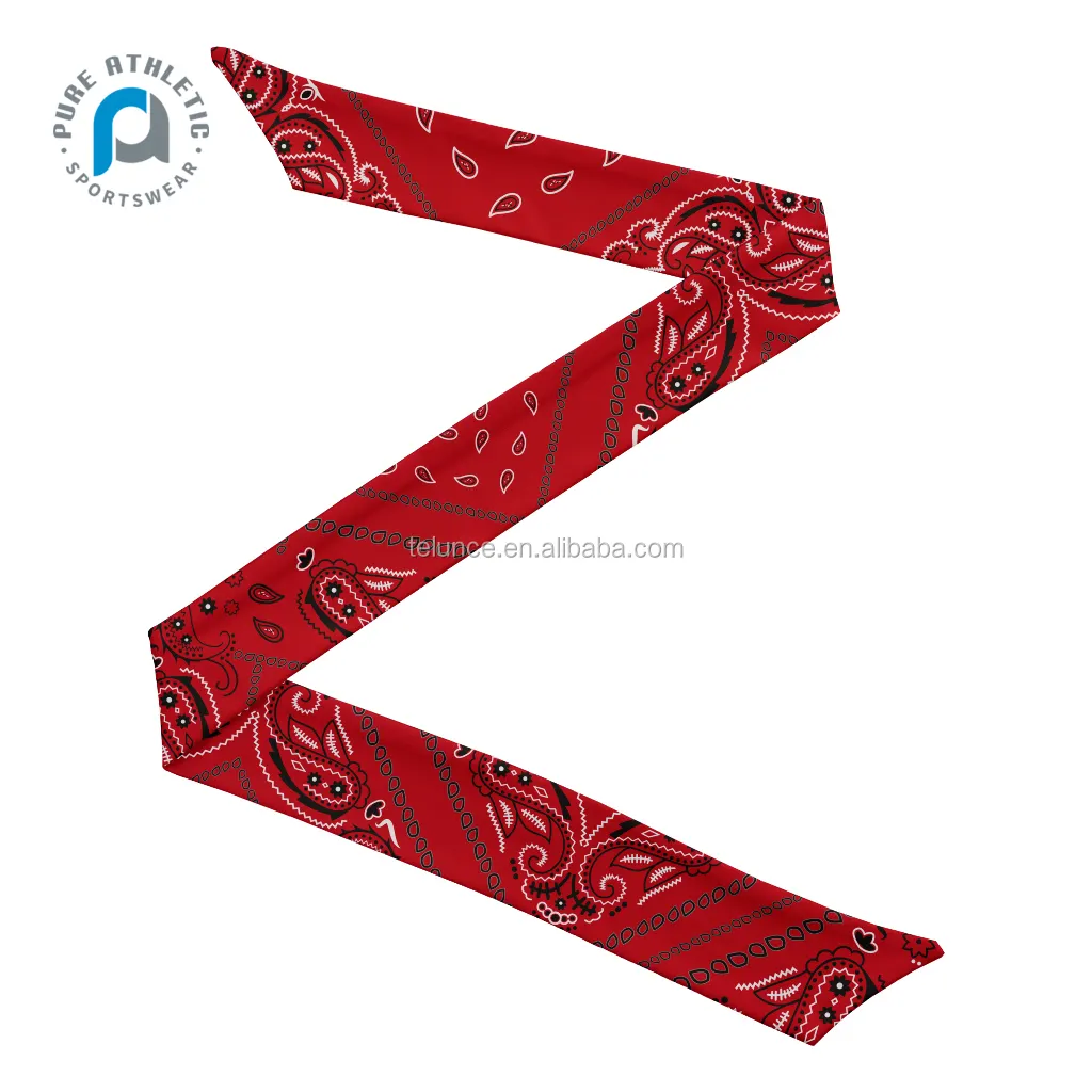 Saf özel logo kırmızı paisley hairband ile polyester toptan kadınlar için atletik geniş elastik sıkı spor headbands kravat