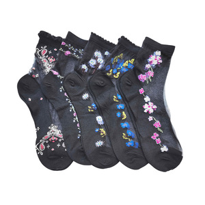 Chaussettes à fleurs <span class=keywords><strong>pour</strong></span> femmes, vente en gros, <span class=keywords><strong>bas</strong></span> en nylon <span class=keywords><strong>pour</strong></span> femmes, <span class=keywords><strong>bas</strong></span> d'été fins en soie transparente, <span class=keywords><strong>bas</strong></span> en cristal, - Product Image 2
