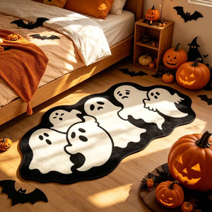 Großhandel Halloween-Geister-Teppich Niedlicher Cartoon-Kürbis-Teppich Unregelmäßige Bodenmatte Maßgeschneidertes Design Heim Schlafzimmer Wohnzimmer Deko - Product Image 1