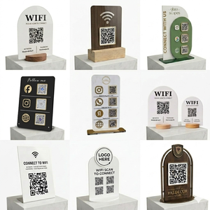 Özel Akrilik QR Kodlu Masaüstü Standı Sosyal Medya WiFi İşletme Tabelası Cafe Restoran Butik Metal Ahşap Markalı Ünite Apache - Product Image 2