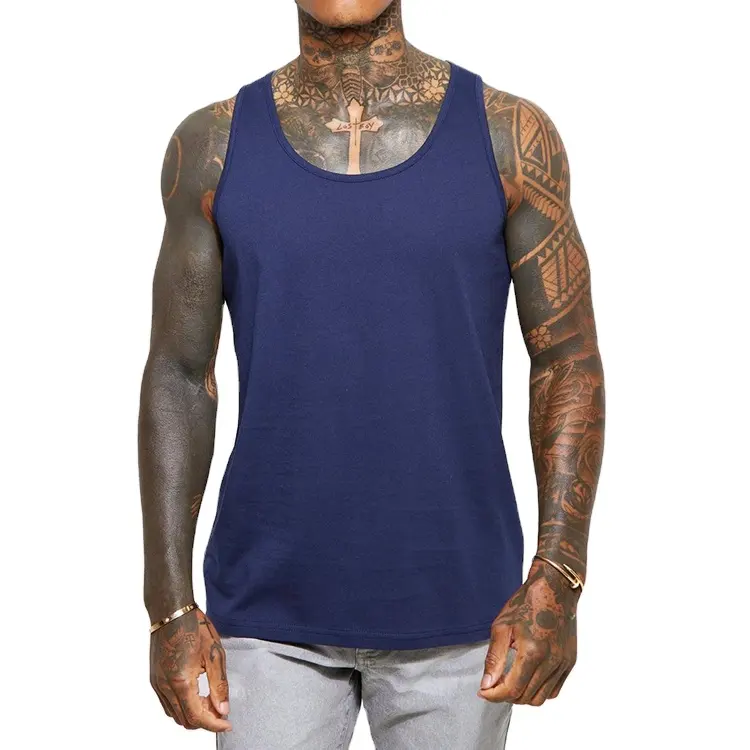 Erkek temel yelek % 100% pamuk boş yüksek kalite özel Logo lüks yaz kolsuz tank top t shirt erkekler için
