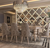 Ensemble de table à manger Furnistyle de style moderne et luxueux, table à manger de restaurant 10 places pour villa, matériau en pierre