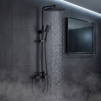 Sistema de Ducha de Latón para Montaje en Pared, 2 Funciones, Juego de Ducha de Lluvia Cuadrada Grande y Rociador de Mano, Kit Mezclador de Ducha para Baño