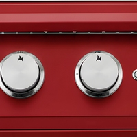 Barbecue à gaz 2 brûleurs en acier inoxydable rouge avec allumage électronique et commande par bouton pour cuisine extérieure
