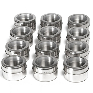Juego de 12 piezas de alta calidad para cocina, de acero inoxidable, magnético, ecológico, para especias y condimentos, tarro dispensador, color personalizado. - Product Image 4