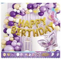 Kit d'arche de ballons jetables Papillon Enchanté, ballons en feuille d'aluminium lavande, rose blush et or pour toile de fond d'anniversaire ou de mariage