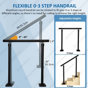 Balaustradas de cumplimiento de ADA de aluminio modular para pasamanos, postes de aplicación de pisos, sistema de escalera moderno, postes de pasamanos modernos - Product Image 3