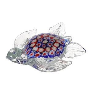 Artesanías de vidrio Soplado a mano Murano Art Glass Turtle Figurita Artesanía