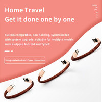 Kabel Data pengisi daya ponsel, kabel kulit portabel luar ruangan 1m PD Mini Micro USB gelang pengisi daya tipe-c Android IOS kabel C-C Port