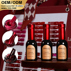 ZRKGEL 15ml 36 Colores, Esmalte de <span class=keywords><strong>Uñas</strong></span> en Gel de Lujo Color Rojo Vino, Alta Pigmentación, Libre de HEMA y TPO, Marca Privada, Venta al Por Mayor para Salones de Belleza - Product Image 1