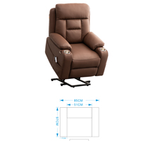 Fauteuil releveur motorisé pour personnes âgées, inclinable, avec télécommande, design traditionnel, revêtement en cuir, accoudoirs rembourrés