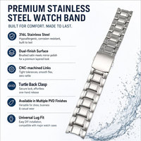 Bracelet de remplacement universel en acier inoxydable brossé effet miroir à 5 maillons, hypoallergénique, léger et résistant à l'usure pour montres de business