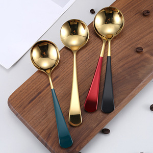 Watermelon <b>Spoon</b> 304 Stainless Steel Thickened Korean Style <b>Small</b> Round <b>Spoon</b> For Bibimbap Reusable - Product Image 2