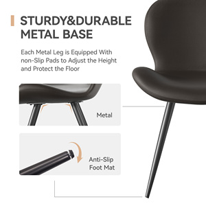 Sillas de Comedor, Sillas Modernas para Comedor con Respaldo Cómodo, Sillas de Cocina Tapizadas Gruesas de 19 Pulgadas de Altura con Patas de Metal - Product Image 3