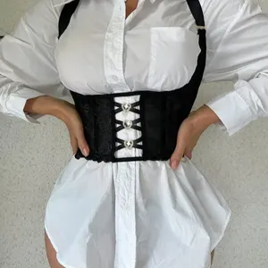 Sexy Ladies Black Lace Up Corset Tops For Women waist shaper trainer underbust women waist training corsets