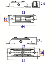 Rouleau de roue à roulement à billes en cuivre et acier inoxydable pour portes et fenêtres Type 88 Poulie de roue à double rainure plate