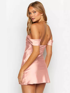 Vestido Elegante de Un Solo Hombro 2026, Vestidos Casuales Personalizados OEM, Vestidos Casuales con Espalda Descubierta y Pliegues, Vestidos Modestos de Color Sólido - Product Image 2