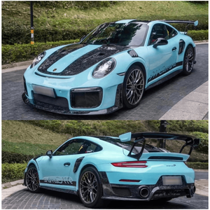 Pour Porsche 992 Turbo S <span class=keywords><strong>Techart</strong></span>, contour le pare-chocs avant, les jupes latérales du pare-chocs avant et le becquet arrière. - Product Image 3
