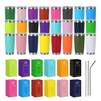 Mug de voyage isotherme à double paroi 20 oz avec logo personnalisé, revêtement poudré, en acier inoxydable, idéal pour la gravure laser