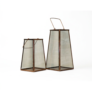 Lámpara de Vela decorativa para exteriores, farol hecho a mano con marco de Metal, con cristal transparente - Product Image 1