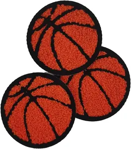 2.5inch boy gift Orange Ball Embroidered chenille patch clothes Ironed sewn Chenille basketball patch