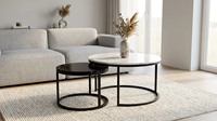 Table basse moderne minimaliste de luxe de haute qualité, ronde, 2 pièces, plateau en pierre frittée, meubles de salon, maison, hôtel