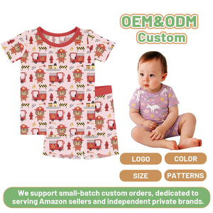 Ensemble de pyjamas pour bébé unisexe confortable et respirant en bambou, 2 pièces, manches courtes et shorts, pour nouveau-né, toutes saisons - Product Image 1