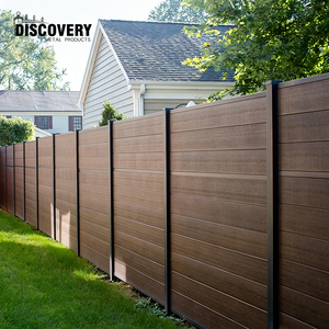 Clôture composite WPC co-extrudée sur mesure, revêtement mural <span class=keywords><strong>extérieur</strong></span> pour jardin, poteaux en aluminium, bois-plastique traité chimiquement sous pression - Product Image 2