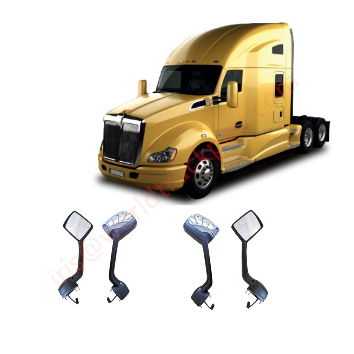 High Soar Chrome Truck Hood Mirrors Assembly With W/Mounting Kits