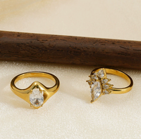 Cincin Tertutup Baja Tahan Karat 316 Lapis Emas 18K Bertabur Zirkon, Gaya Mewah Ringan Ala Eropa Amerika, Laris Manis, Tidak Luntur