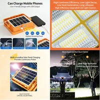 Lampe de camping portable solaire IP66 rechargeable, lampe de chantier, lampe de camping extérieure, éclairage d'urgence mobile pour la maison