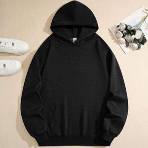 Felpa da uomo con cappuccio nero grigio canguro 270g cotone misto poliestere Pullover quotidiano - Product Image 3