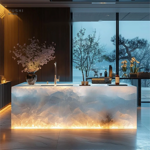 Yushi sang trọng tự nhiên Onyx Đá Cẩm Thạch Countertop Backlit mờ giá bán buôn cho sảnh khách sạn biệt thự trang trí Vanity đầu - Product Image 1