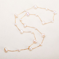 Collier HECATE Ciel Étoilé 6MM Perles, Chaîne de Pull pour Femme avec Perles d'Eau Douce 4.5MM à Taille Dégradée, Véritable Chaîne de Clavicule en Perles