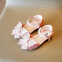 Nouvelles sandales pour filles Printemps-Été 2026, style coréen, chaussures de princesse à nœud pour bébés filles, chaussures de danse à paillettes pour filles