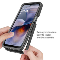 Étui de téléphone détachable 3 en 1 avec protection d'écran anti-rayures en PC TPU pour Motorola G23 G30 G35 G53 G55 G60 G71 E13 E14 E15
