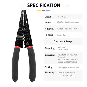 7 in 1 Metric Steel Serrated Jaw <strong>Wire</strong> <strong>Stripper</strong> &amp; Crimping Plier OEM - Product Image 3